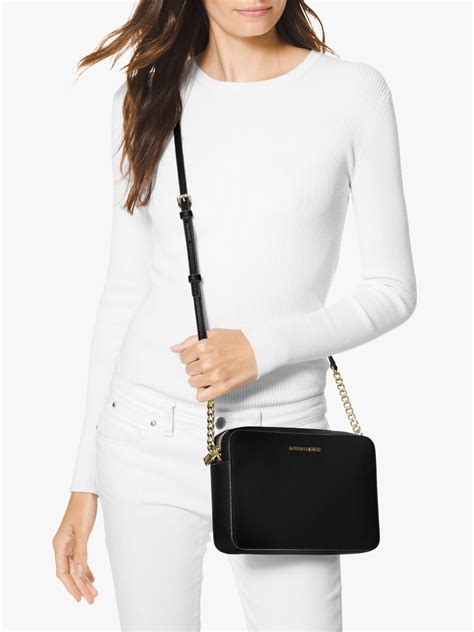 michael kors jet set saffiano crossbody black|mk jet set saffiano crossbody.